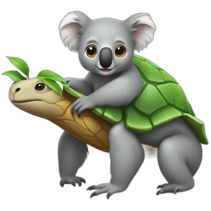 Un koala sur une tortue emoji