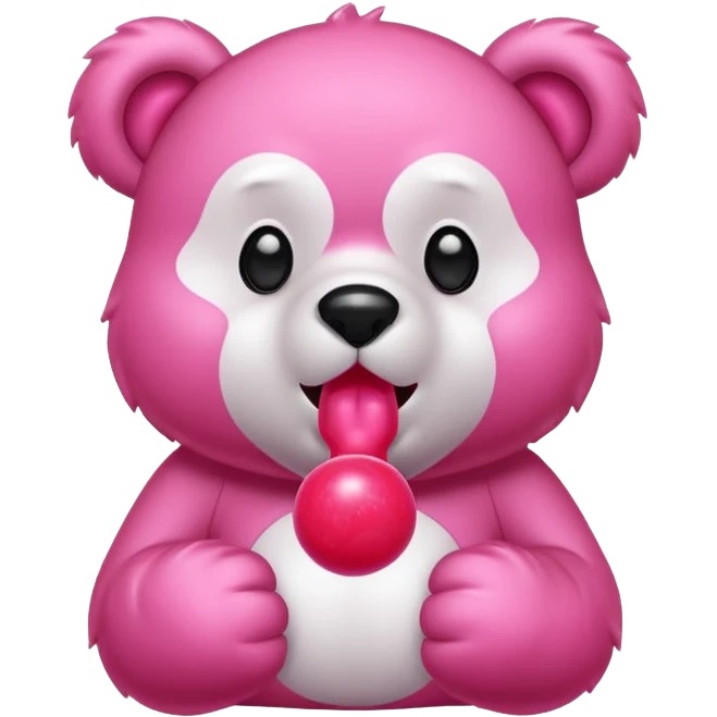 Gloomybear red bubblegum in mouth emoji
