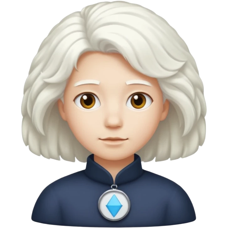 Make a whit circle with a white trapezoid under it and white puffy hair on top the circle  emoji