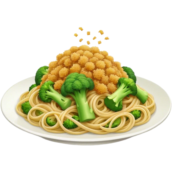 Broccoli and bread crumbs over spaghetti  emoji