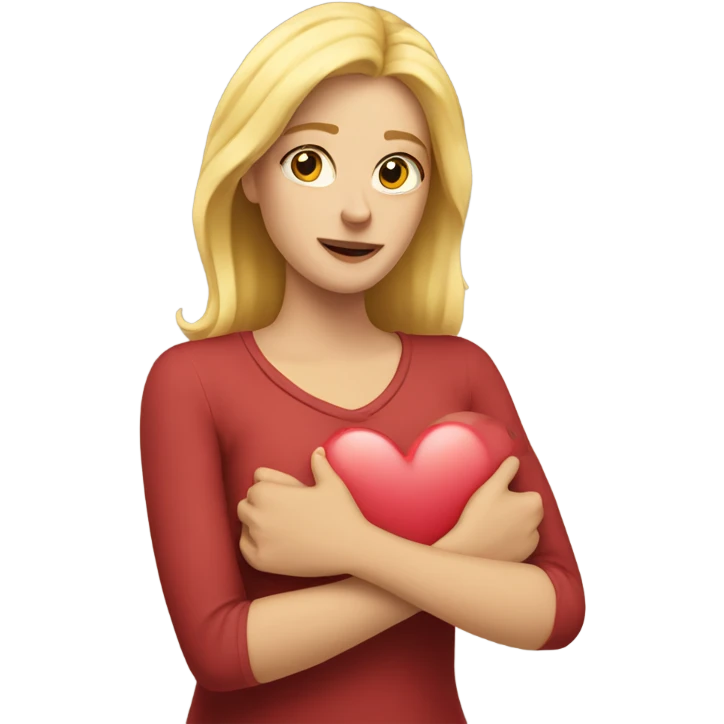 Blonde Mother holds her heart in her arm emoji