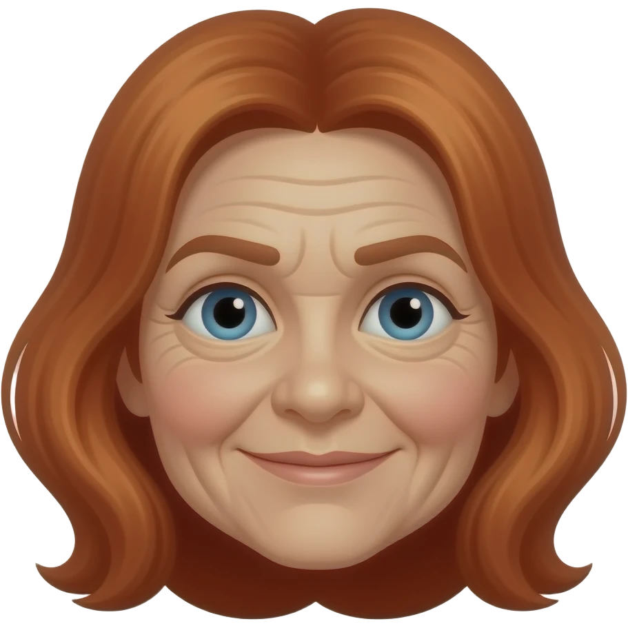 old woman with fine lines and red hair emoji