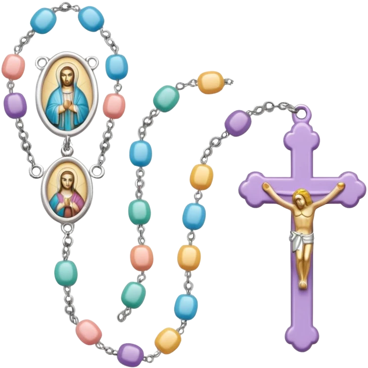 jolie chapelet catholique multicolore pastel emoji