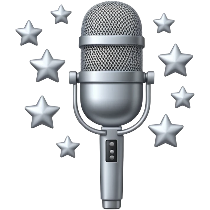 Microphone with little stars emoji
