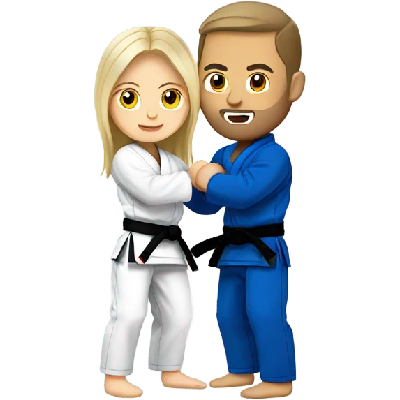Blonde woman and brunette white man doing Jiu jitsu  emoji