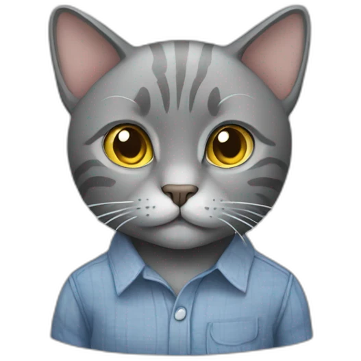 grey cat wearing shirt  emoji