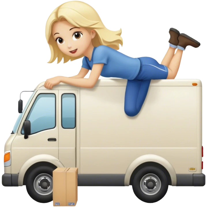 Blonde girl loading moving van  emoji
