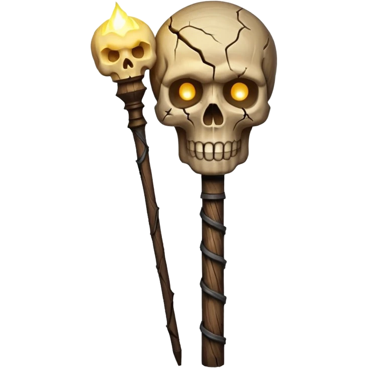 Skull Staff – Wooden staff with glowing skull top
 emoji