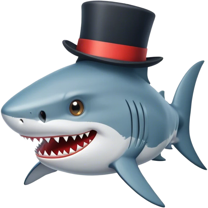 Shark with a top hat emoji