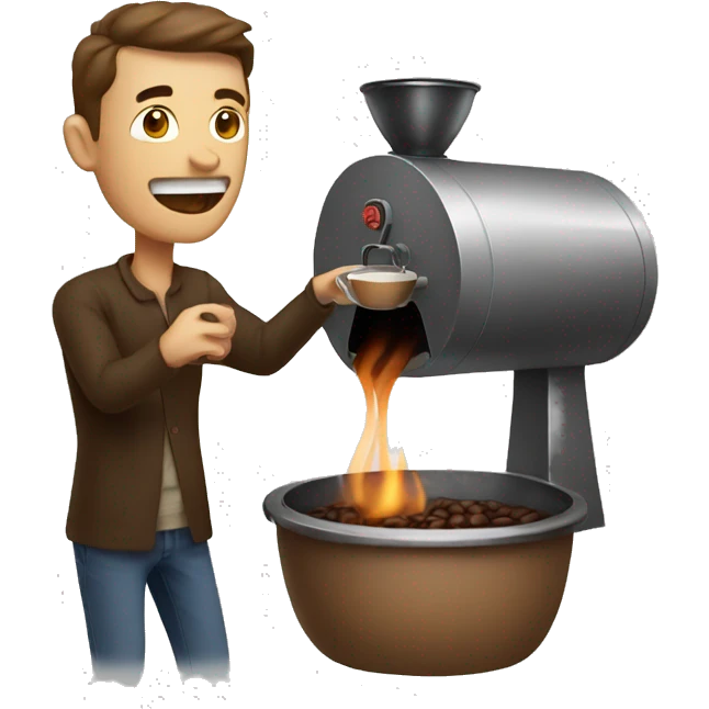 man roasting coffee emoji