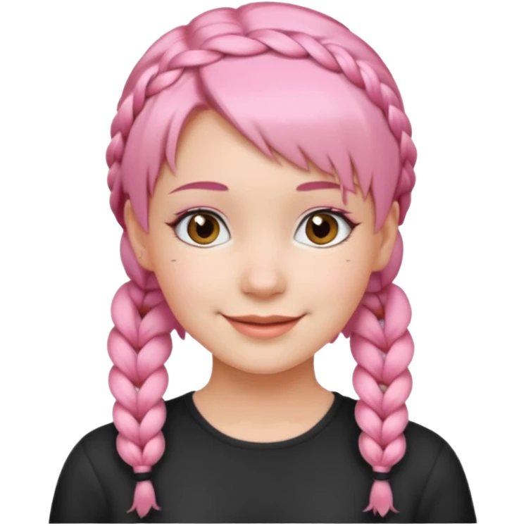 Young woman, short pink hair styled in two braids emoji