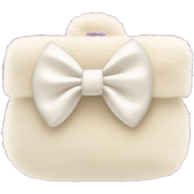 fluffy cream cosmetic bag with a bow emoji