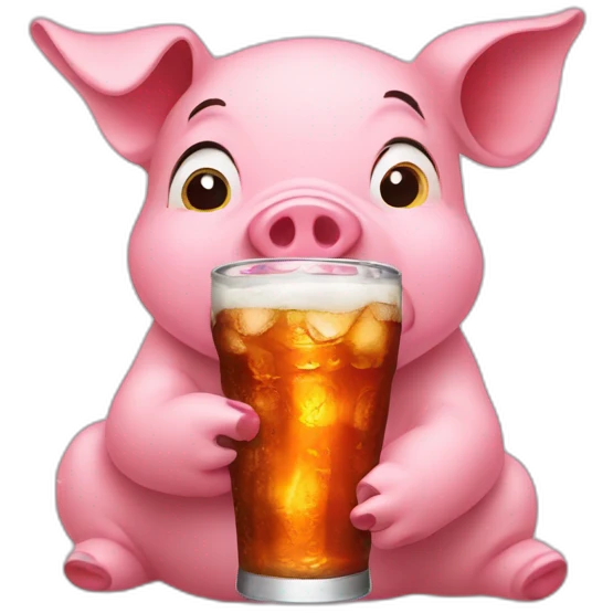 Pig drinking cola emoji