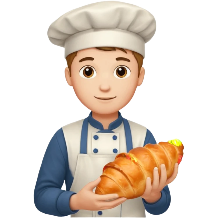 Young male baker – holding a croissant

 emoji