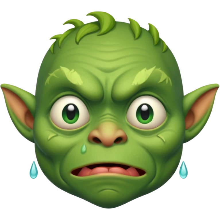 Goblin is crying with big tears in his eyes  emoji