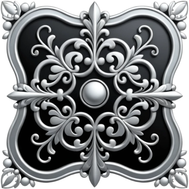 Black and silver filigree page corner, 3D, extremely detailed design emoji