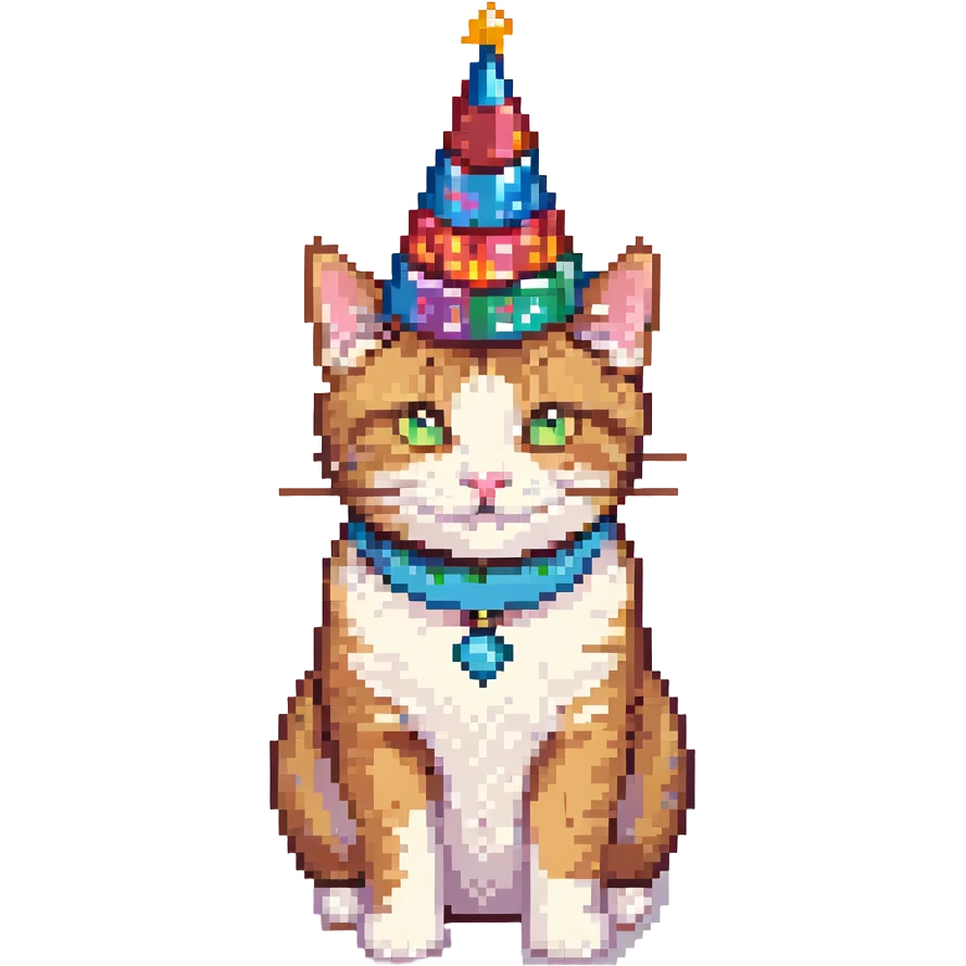 happy cat in a birthday hat emoji