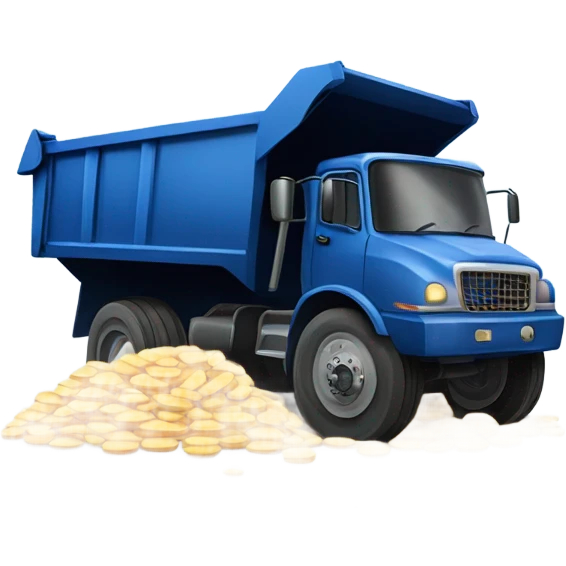 A dump truck carrying hockey pucks with a broken hockey stick emoji