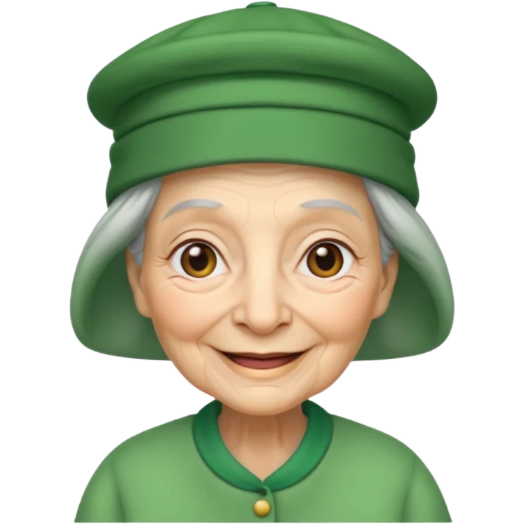 grandma with green hat emoji
