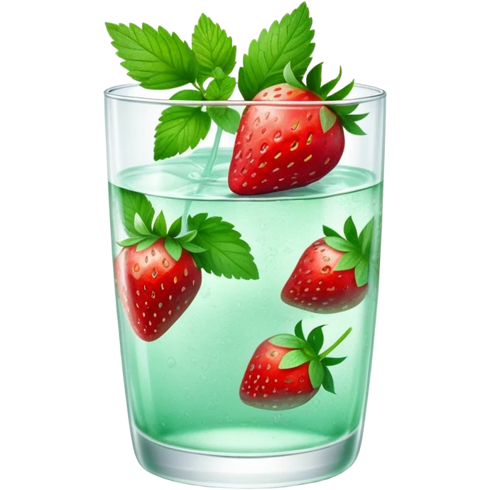 refreshing strawberry mint water in a clear glass emoji