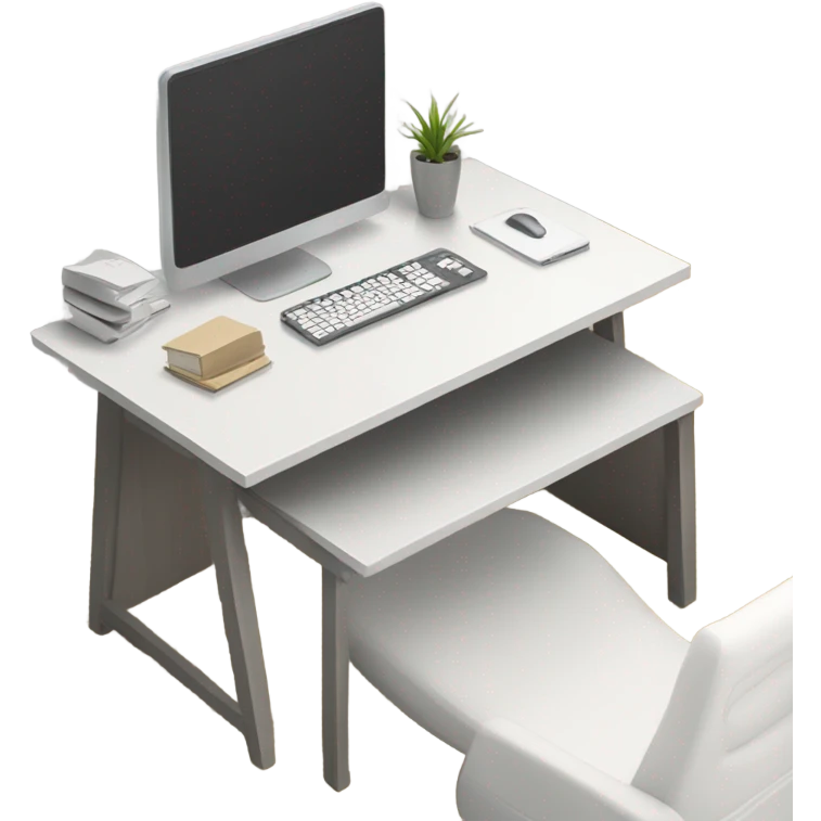 minimalist-clean-desk-with-grey-white-wood-colorway-no chair-rear-view emoji