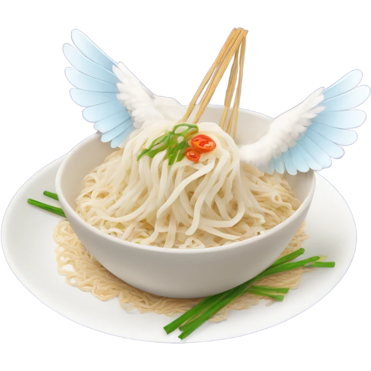 Flat rice noodles with flying wings emoji