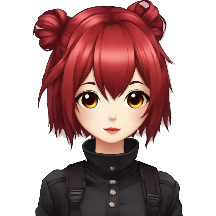 Gorgeous anime style shojo character with blushing face aesthetic and pretty edgy black red punk hair with hair garment trending style emoji