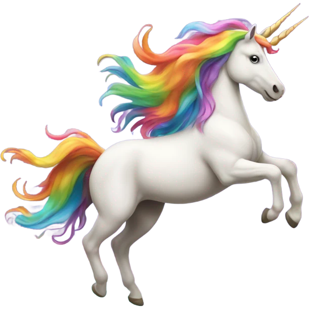 Unicorn jumping over a rainbow emoji