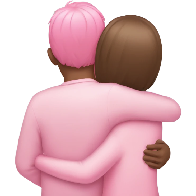 pink pastel guy and girl hugging each other back view emoji