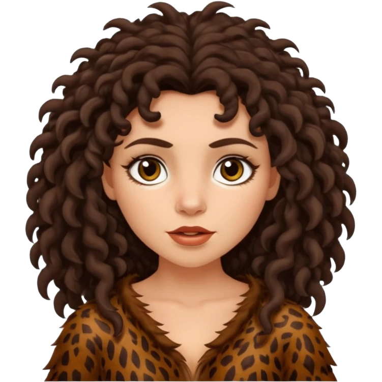 cavewoman with dark brown curly hair emoji