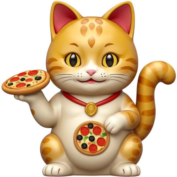 maneki neko offering pizza emoji