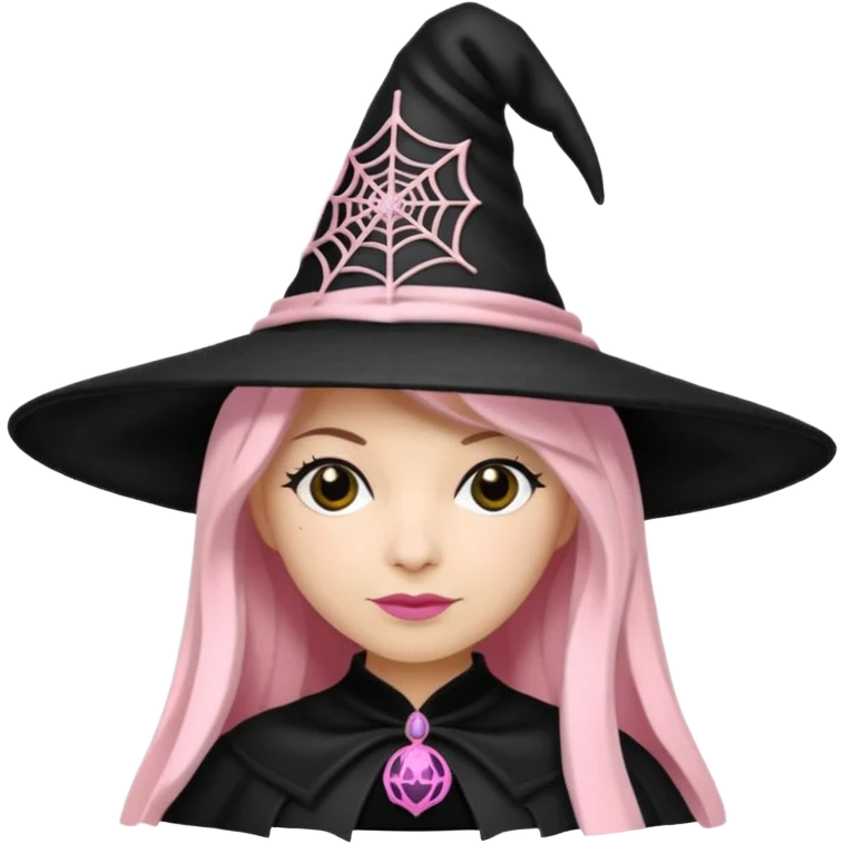 Black and light pink spiderweb witch hat emoji