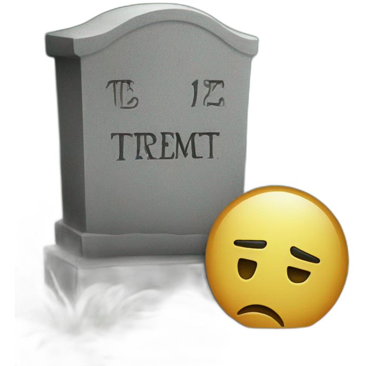 sad face next to a tombstone emoji
