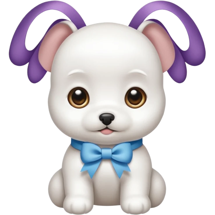 white baby maltese ribbon short ear emoji