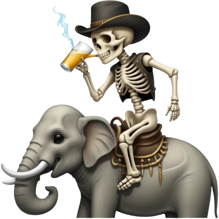 Skeleton Rider on elephant, Drinking. emoji