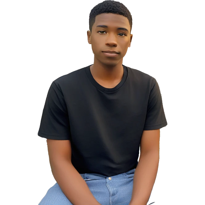 boy in black shirt sunset emoji