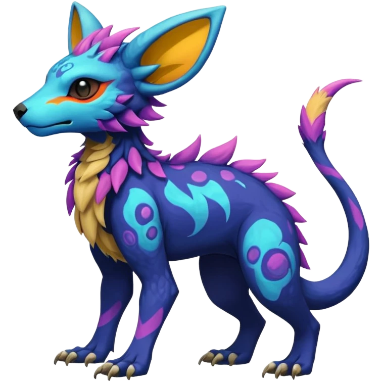 Rare realistic exotic cute epic pretty beautiful handsome gorgeous aesthetic colorful vibrant Vernid-Protogen-Primagen-Wickerbeast-species-Fakemon-creature by LiLaiRa, random markings, tufted ears, full body emoji