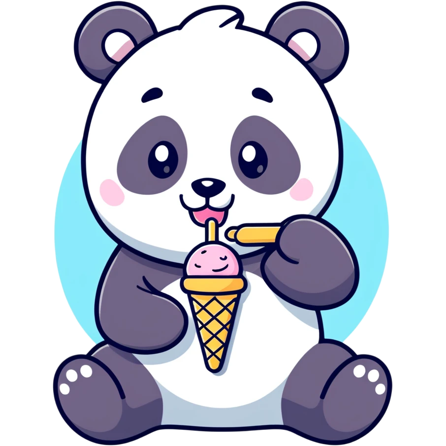 Panda eating ice cream emoji