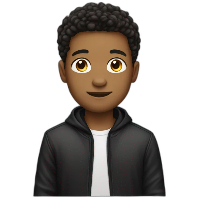 young guy with a black jacket and t-shirt emoji