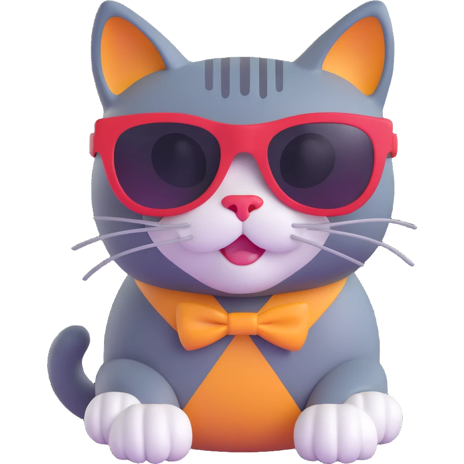 cat with big sunglasses, playful expression emoji