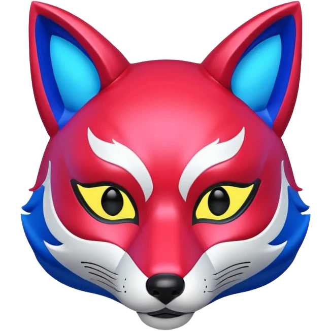 Luminous and neon mask with red, blue and pink fox glow. emoji