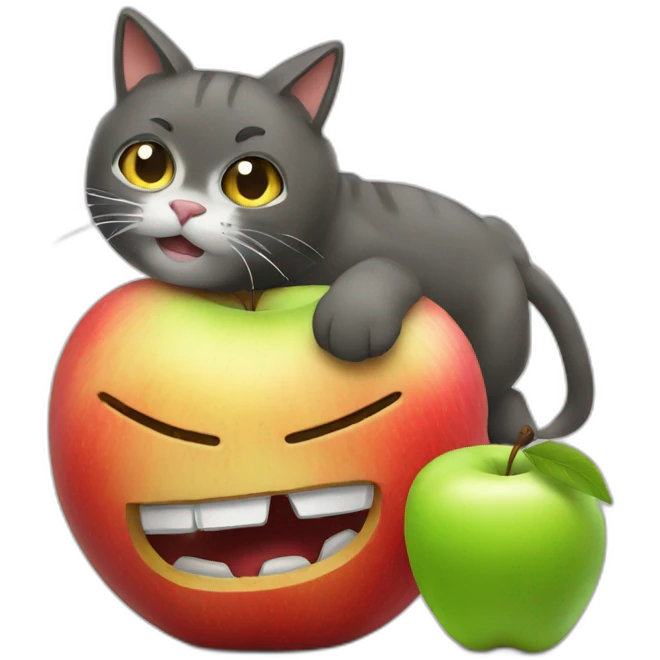 crash apple with cat emoji