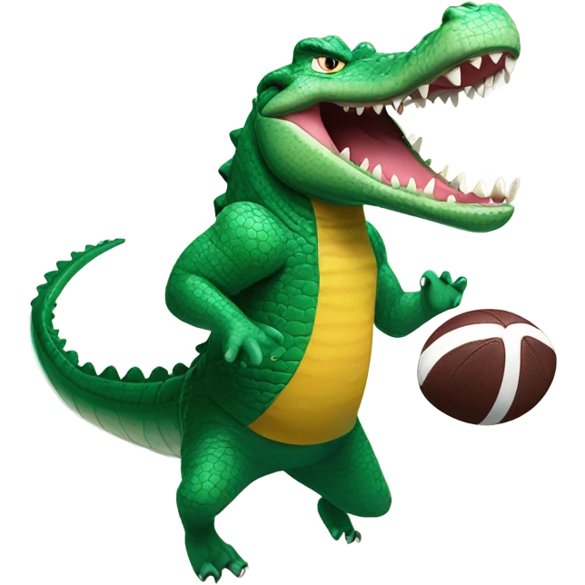 Football being caught by a crocodile in a dress emoji