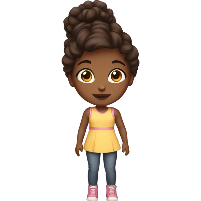 black babysitter with a puff and brown hair little girl emoji