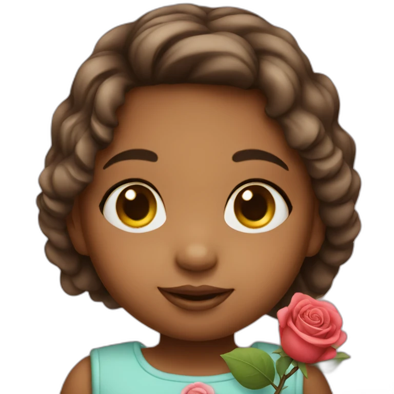 Girl toddler with rose  emoji