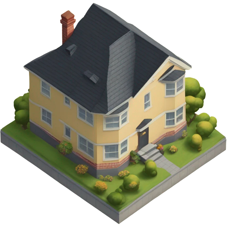 isometric 1930's bay windowed house emoji