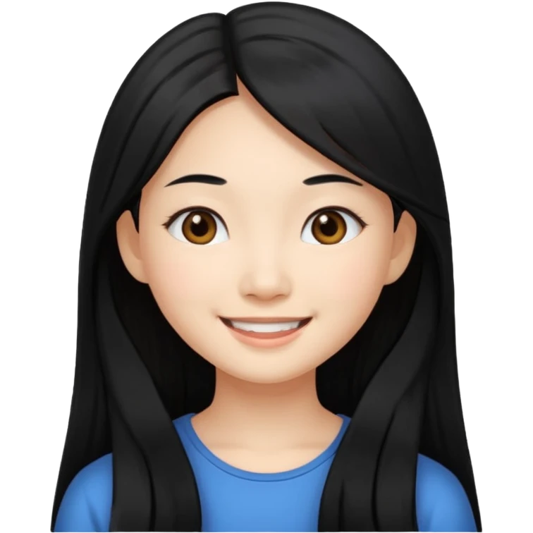 smiling Asian girl with long black hair emoji