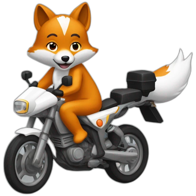 Un renard qui conduitune moto emoji