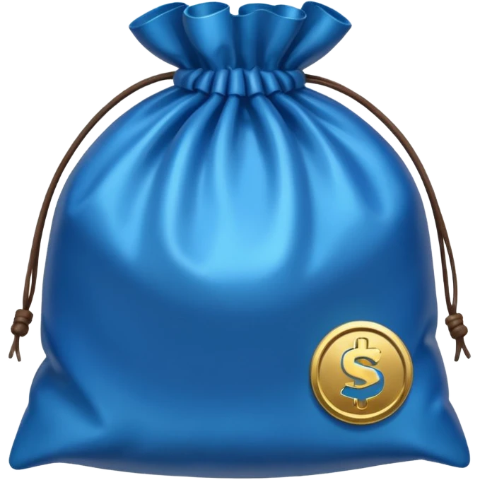 blue coins inside a bag  emoji
