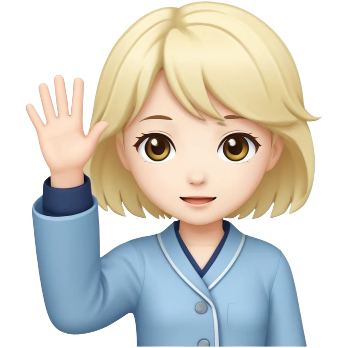 Make a chibi anime girl waving emoji